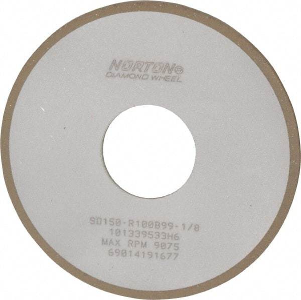 Norton - 4" Diam x 1-1/4" Hole x 1/8" Thick, 150 Grit Surface Grinding Wheel - Diamond, Type 1A1, Very Fine Grade, Resinoid Bond - Americas Industrial Supply