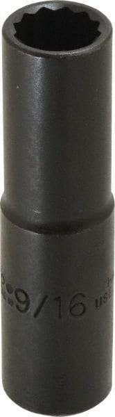Proto - 9/16", 1/2" Drive, Deep Hand Socket - 12 Points, 3-1/4" OAL, Alloy Steel, Black Finish - Americas Industrial Supply