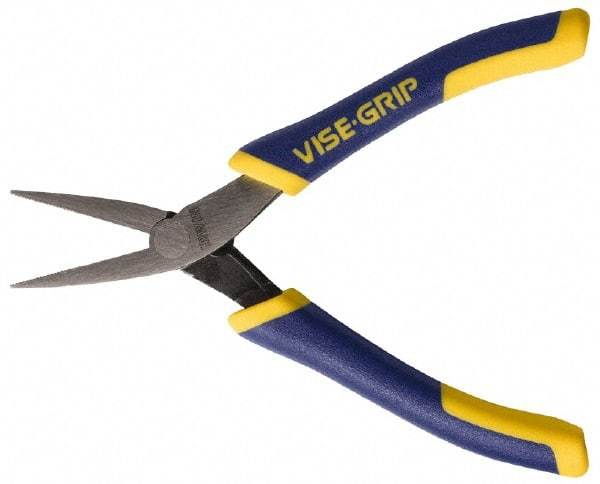Irwin - 5-1/4" OAL, 1-1/4" Jaw Length x 9/16" Jaw Width, Pliers - Machined Jaw, Flat Nose Head, ProTouch Handles - Americas Industrial Supply