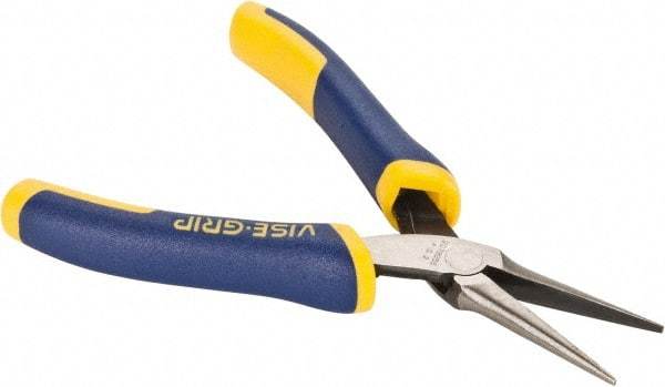 Irwin - 5-1/2" OAL, 1-19/32" Jaw Length x 9/16" Jaw Width, Long Nose Needle Nose Pliers - Smooth Jaw, Standard Head, ProTouch Handles, with Spring - Americas Industrial Supply