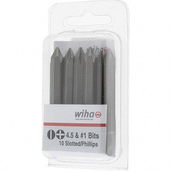 Wiha - 1/4" Drive, #1 Reversible Phillips/Slotted Screwdriver Bit - 2-3/8" OAL - Americas Industrial Supply