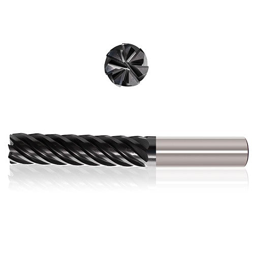 1-1/4″ Dia. × 1-1/4″ Shank × 2″ DOC × 4-1/2″ OAL, Sistral, 7 Flute, Variable Helix, Straight, External, Bullnose, Solid End Mill - Exact Industrial Supply