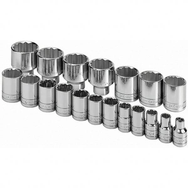 SK - 1/2" Drive Standard Socket Set - 3/8 to 1-1/2", Inch Measurement Standard - Americas Industrial Supply