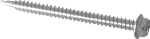 Value Collection - #8, Hex Washer Head, Hex Drive, 2" Length Under Head, #2 Point, Self Drilling Screw - Grade 410 Stainless Steel - Americas Industrial Supply