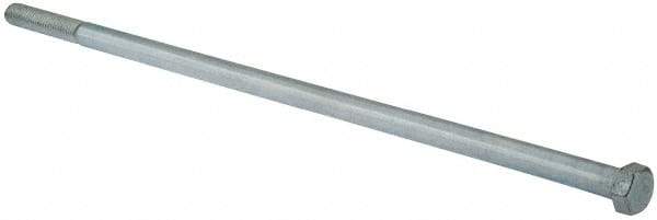 Value Collection - 1/2-13 UNC, 15" Length Under Head Hex Head Cap Screw - Partially Threaded, Grade 2 Steel, Zinc-Plated Finish, 3/4" Hex - Americas Industrial Supply
