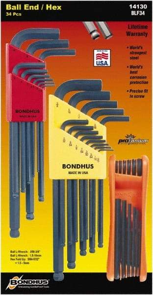 Bondhus - Hex Key Sets - MP.050-3/8/1.5-1MM TRIPLE PK L-WRNCHS ST - Americas Industrial Supply