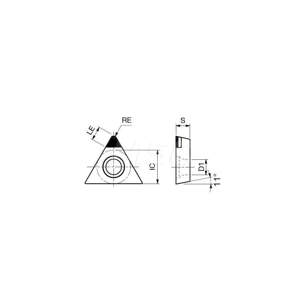 Turning Insert: TPGW21.51DIA DX140, Polycrystalline Diamond Uncoated Finish, Neutral, 1/4″ Inscribed Circle, 0.0160″ Corner Radius, 60.0 ° N/A Triangle, Series TPGW