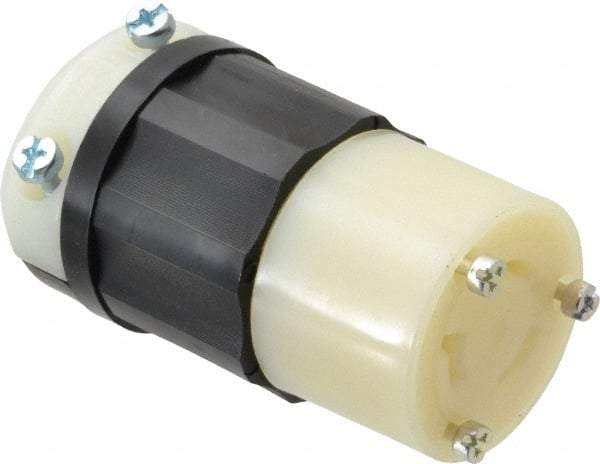 Leviton - 480 VAC, 20 Amp, L8-20R Configuration, Industrial Grade, Self Grounding Connector - 1 Phase, 2 Poles, 0.385 to 0.78 Inch Cord Diameter - Americas Industrial Supply