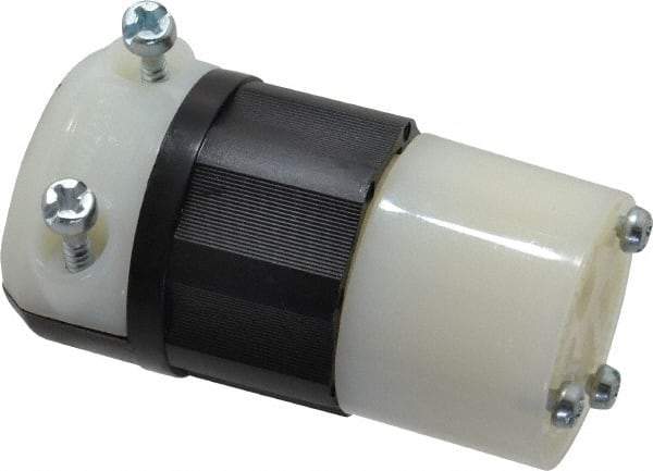 Leviton - 250 VAC, 20 Amp, 6-20R NEMA, Straight, Self Grounding, Industrial Grade Connector - 2 Pole, 3 Wire, 1 Phase, Nylon, Black, White - Americas Industrial Supply
