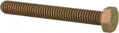 Made in USA - 5/16-18 UNC, 2-1/2" Length Under Head Hex Head Cap Screw - Fully Threaded, Grade 8 Alloy Steel, Zinc Yellow Dichromate Finish, 1/2" Hex - Americas Industrial Supply
