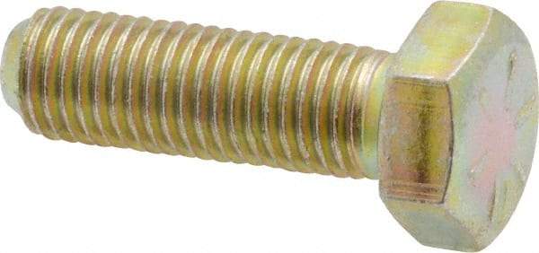 Made in USA - 5/16-24 UNF, 1" Length Under Head Hex Head Cap Screw - Fully Threaded, Grade 8 Alloy Steel, Zinc Yellow Dichromate Finish, 1/2" Hex - Americas Industrial Supply