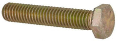 Made in USA - 3/8-16 UNC, 2" Length Under Head Hex Head Cap Screw - Fully Threaded, Grade 8 Alloy Steel, Zinc Yellow Dichromate Finish, 9/16" Hex - Americas Industrial Supply
