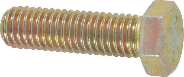 Made in USA - 1/2-13 UNC, 1-3/4" Length Under Head Hex Head Cap Screw - Fully Threaded, Grade 8 Alloy Steel, Zinc Yellow Dichromate Finish, 3/4" Hex - Americas Industrial Supply