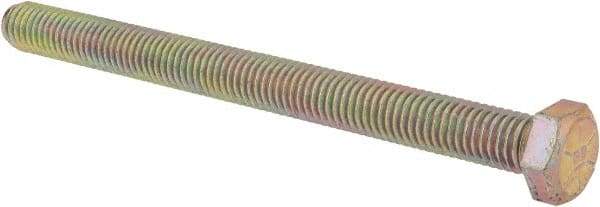 Made in USA - 1/2-13 UNC, 6" Length Under Head Hex Head Cap Screw - Fully Threaded, Grade 8 Alloy Steel, Zinc Yellow Dichromate Finish, 3/4" Hex - Americas Industrial Supply