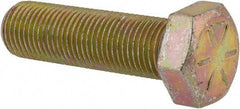 Made in USA - 1/2-20 UNF, 1-3/4" Length Under Head Hex Head Cap Screw - Fully Threaded, Grade 8 Alloy Steel, Zinc Yellow Dichromate Finish, 3/4" Hex - Americas Industrial Supply