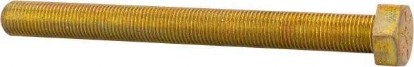 Made in North America - 1/2-20 UNF, 5" Length Under Head Hex Head Cap Screw - Fully Threaded, Grade 8 Alloy Steel, Zinc Yellow Dichromate Finish, 3/4" Hex - Americas Industrial Supply