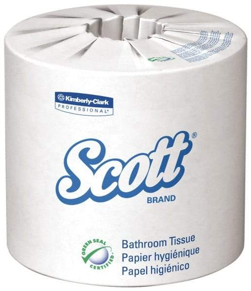 Scott - 2 Ply, 4 Inch Long x 4.1 Inch Wide, Standard Toilet Tissue Roll - 605 Sheets per Roll, 80 Rolls per Case, Recycled Fiber - Americas Industrial Supply