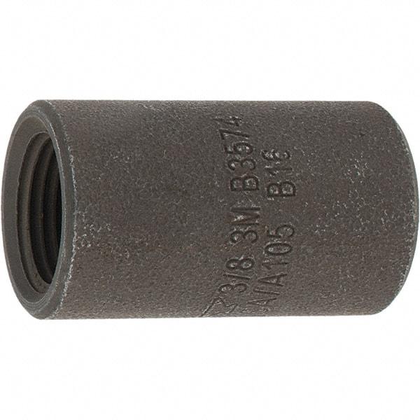 Made in USA - Size 3/8", Class 3,000, Forged Carbon Steel Black Pipe Coupling - 3,000 psi, Threaded End Connection - Americas Industrial Supply