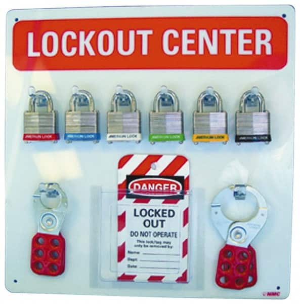 NMC - 1 Piece, Empty Plexiglass Lockout Cabinet - 14 Inch Wide x 14 Inch High, Red and White - Americas Industrial Supply
