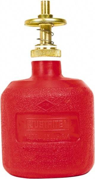 Justrite - 8 oz Brass Spill Proof Can - 5-1/2" High x 11-3/4" Diam, Red - Americas Industrial Supply