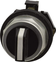 Eaton Cutler-Hammer - 30-1/2mm Mount Hole, 3 Position, Knob Operated, Selector Switch Only - Black, Momentary (MO) - Maintained (MA) - Momentary (MO), Nonilluminated, Oil and Watertight - Americas Industrial Supply