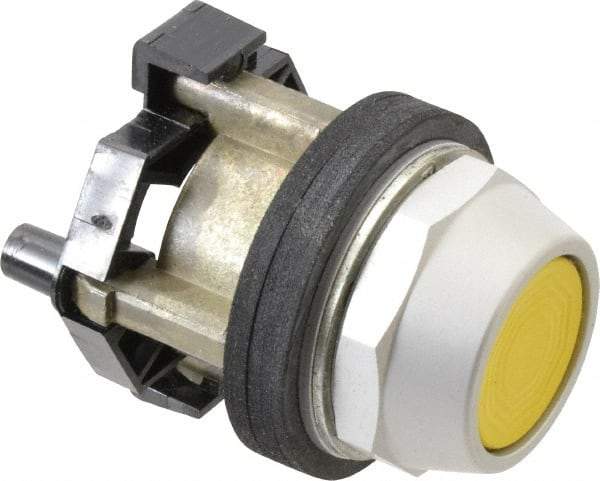 Eaton Cutler-Hammer - 30-1/2mm Mount Hole, Flush, Pushbutton Switch - Yellow Pushbutton, Nonilluminated, Momentary (MO) - Americas Industrial Supply