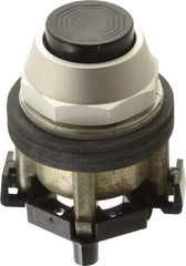 Eaton Cutler-Hammer - 30-1/2mm Mount Hole, Extended Straight, Pushbutton Switch Only - Round, Black Pushbutton, Nonilluminated, Momentary (MO), Corrosion Resistant, Oiltight and Watertight - Americas Industrial Supply