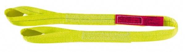 Lift-All - 4' Long x 4" Wide, 11,500 Lb Vertical Capacity, 2 Ply, Polyester Web Sling - 9,200 Lb Choker Capacity, Yellow - Americas Industrial Supply