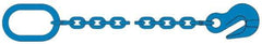Pewag - 5' Long, 5,200 Lb Basket Capacity, 5,200 Lb Vertical Capacity, 1 Ply, Alloy Steel Web Sling - 4,500 Lb Choker Capacity, SOG Chain Sling, 9/32" Diam Chain, Blue, with Grab Hook & Master Link - Americas Industrial Supply