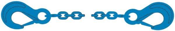 Pewag - 10' Long, 10,600 Lb Basket Capacity, 10,600 Lb Vertical Capacity, 1 Ply, Alloy Steel Web Sling - 10,600 Lb Choker Capacity, SSS Chain Sling, 3/8" Diam Chain, Blue, with Sling Hooks on Each End - Americas Industrial Supply