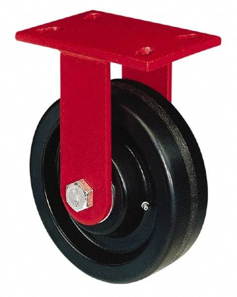Hamilton - 6" Diam x 2" Wide x 7-3/4" OAH Top Plate Mount Rigid Caster - Forged Steel, 2,000 Lb Capacity, Roller Bearing, 4-1/2 x 6-1/2" Plate - Americas Industrial Supply
