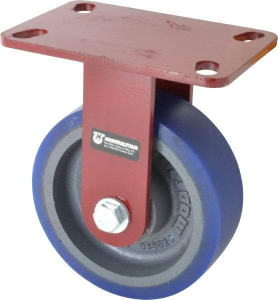 Hamilton - 6" Diam x 2" Wide x 7-3/4" OAH Top Plate Mount Rigid Caster - Polyurethane, 960 Lb Capacity, Precision Sealed Bearing, 4-1/2 x 6-1/2" Plate - Americas Industrial Supply