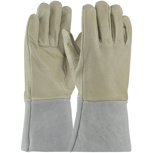 75-320/L/LHO Welders / Foundry Glove - Mig Tig - Top Grain Pigskin - Split Leather GT Cuff - Sewn w/Kevlar - LHO - Exact Industrial Supply