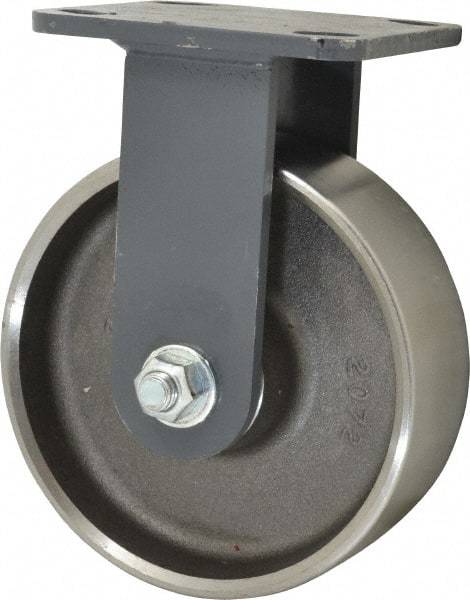 Hamilton - 6" Diam x 2" Wide x 7-1/2" OAH Top Plate Mount Rigid Caster - Forged Steel, 2,000 Lb Capacity, Roller Bearing, 4 x 4-1/2" Plate - Americas Industrial Supply