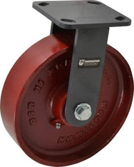 Hamilton - 8" Diam x 2" Wide x 9-1/2" OAH Top Plate Mount Rigid Caster - Cast Iron, 1,500 Lb Capacity, Roller Bearing, 4 x 4-1/2" Plate - Americas Industrial Supply