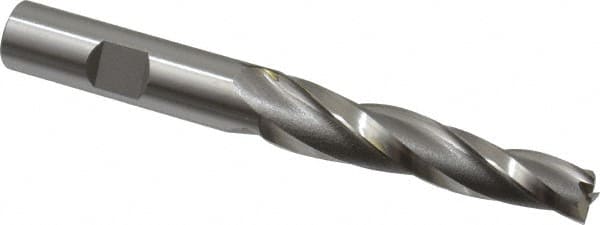 OSG - 2° Taper Angle per Side, 3/8" Small End Diam, 2-1/4" LOC, Cobalt 3 Flute Tapered Square End Mill - 4-1/4" OAL, 1/2" Shank Diam, Spiral Flute, 25° Helix - Americas Industrial Supply