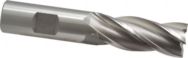 OSG - 20mm, 1-7/8" LOC, 3/4" Shank Diam, 4-1/8" OAL, 4 Flute, Cobalt Square End Mill - Single End, Uncoated, Spiral Flute, 30° Helix, Right Hand Cut, Right Hand Flute, Series 581 - Americas Industrial Supply