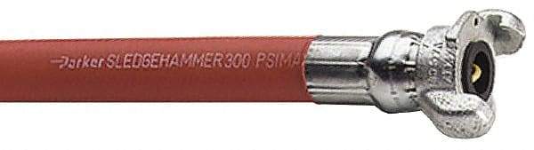 Parker - 3/4" ID x 1-5/32" OD 50' Long Sledgehammer Hose - Universal Style Coupling Ends, 300 Working psi, -40 to 212°F, Red - Americas Industrial Supply