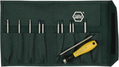 Wiha - 12 Piece, 4mm Drive Screwdriver Insert Torx Bit Set - #000 to #1 Phillips, 1.5 to 4mm Hex, T1 to T15 Torx, 1.5, 3, 2, 3.5, 2.5 & 4mm Slotted - Americas Industrial Supply