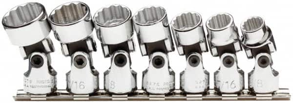 Proto - 7 Piece 3/8" Drive Standard Socket Set - 12 Points, 3/8 to 3/4", Inch Measurement Standard - Americas Industrial Supply