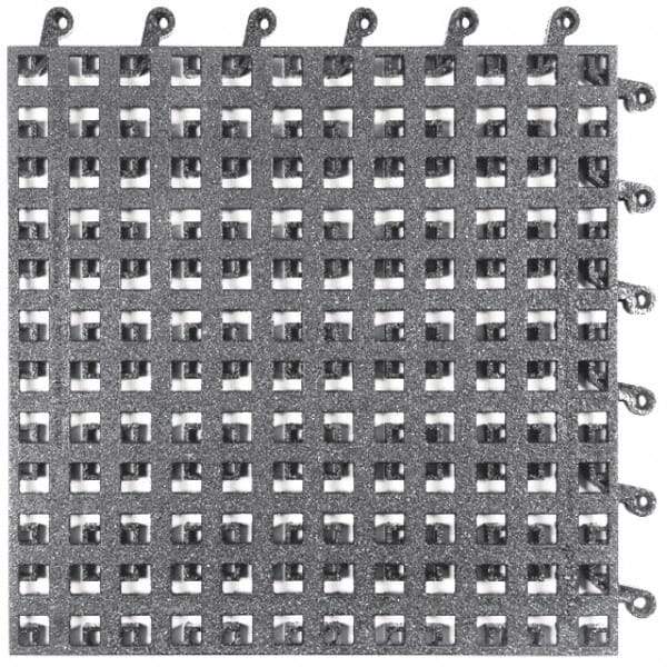 Wearwell - 18" Long x 18" Wide x 7/8" Thick, Anti-Fatigue Modular Matting Solid Grid - Male & Female, 4 Interlocking Sides, Black, For Dry Areas, Series 563 - Americas Industrial Supply
