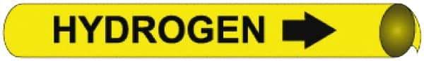 NMC - Pipe Marker with Hydrogen Legend and Arrow Graphic - 10 to 10" Pipe Outside Diam, Black on Yellow - Americas Industrial Supply