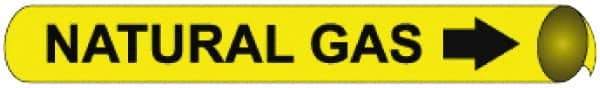NMC - Pipe Marker with Natural Gas Legend and Arrow Graphic - 10 to 10" Pipe Outside Diam, Black on Yellow - Americas Industrial Supply
