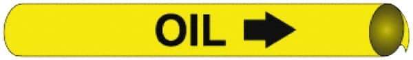 NMC - Pipe Marker with Oil Legend and Arrow Graphic - 10 to 10" Pipe Outside Diam, Black on Yellow - Americas Industrial Supply