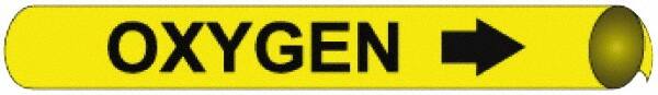 NMC - Pipe Marker with Oxygen Legend and Arrow Graphic - 10 to 10" Pipe Outside Diam, Black on Yellow - Americas Industrial Supply