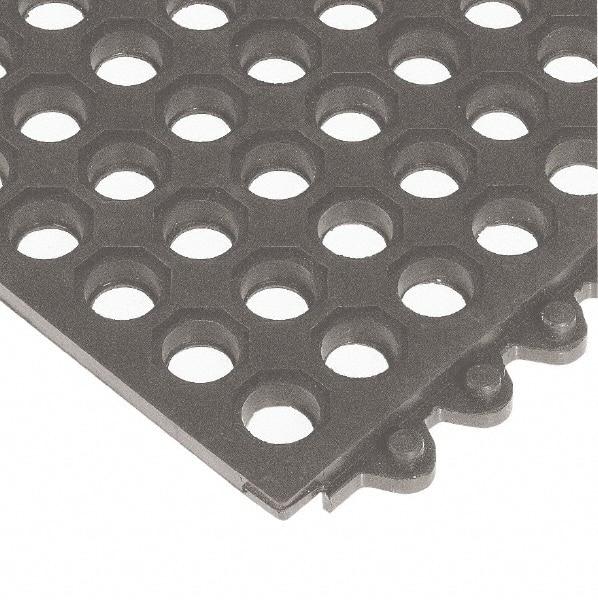 Wearwell - 3' Long x 3' Wide x 5/8" Thick, Anti-Fatigue Modular Matting Tiles - Black, For Dry & Wet Areas, Series 572 - Americas Industrial Supply