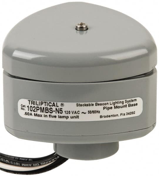 Edwards Signaling - Flashing and Steady, Stackable Tower Light Base Unit - 120 VAC, 0.60 Amp, IP54, IP65 Ingress Rating, 3R, 4X NEMA Rated, Pipe Mount - Americas Industrial Supply