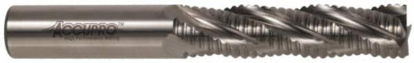Accupro - 7/8" Diam, Coarse Pitch, 3-1/2" LOC, 5 Flute Powdered Metal Corner Chamfer Roughing End Mill - Uncoated, 5-3/4" OAL, 7/8" Shank Diam, Single End, Centercutting, 30° Helix - Americas Industrial Supply