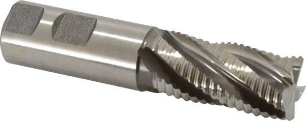 Accupro - 1" Diam, Coarse Pitch, 2" LOC, 5 Flute Powdered Metal Corner Chamfer Roughing End Mill - Uncoated, 4-1/2" OAL, 1" Shank Diam, Single End, Centercutting, 30° Helix - Americas Industrial Supply
