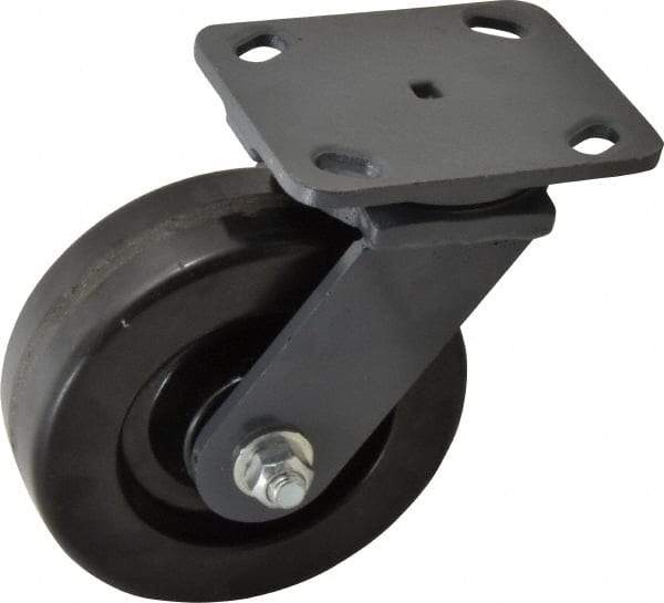 Hamilton - 6" Diam x 2" Wide x 7-1/2" OAH Top Plate Mount Swivel Caster - Phenolic, 1,200 Lb Capacity, Roller Bearing, 4 x 5" Plate - Americas Industrial Supply